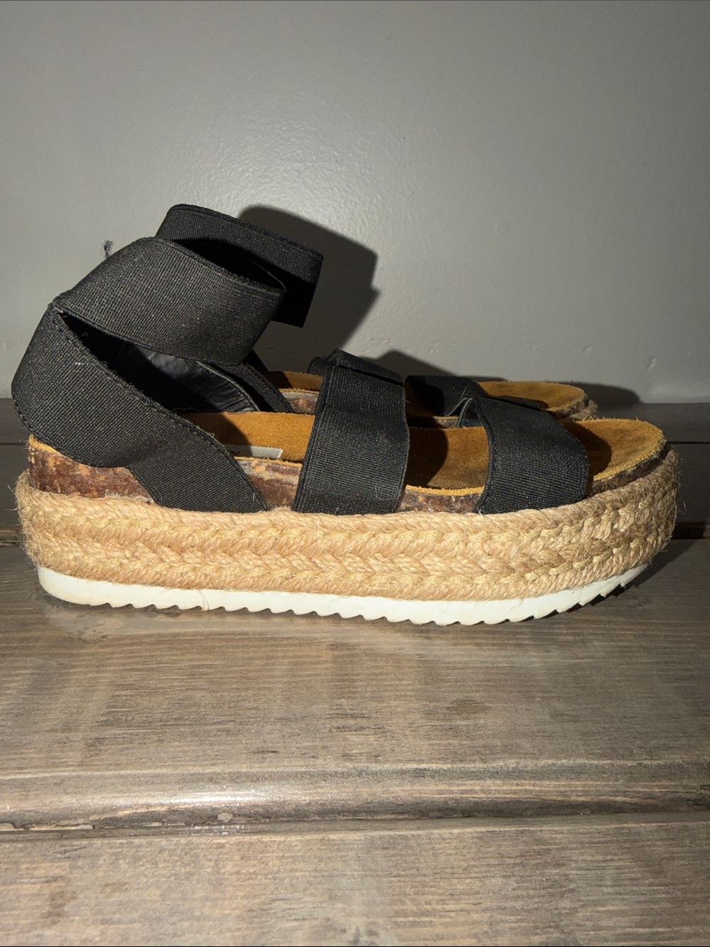 Steve Madden Black Bandi Platform Wedge Sandals - Picture 4 of 10
